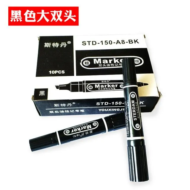 10pcs-set-std-150-a8-color-oily-marker-quick-drying-waterproof-big-head-pen-black-red-blue-double-head-marker-stationery