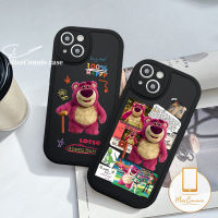 MissConnie เคสสำหรับ Vivo Y02 V25 V25E Y17 Y20 Y02s Y16 Y11 Y22 Y12 Y35 Y22s Y15s Y21s Y21 Y33s Y15 Y30 Y31 Y91C Y51 V23E Y12i Y20i Y22s Y21A V23 Y20s การ์ตูนน่ารัก Lotso สตรอเบอร์รี่หมีนุ่ม