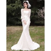 New fashion French mermaid light wedding dress 2023 new bride temperament summer niche design lace high-end