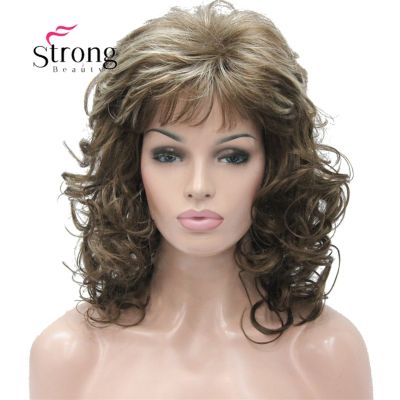 StrongBeauty 18 Long Wavy Light Brown Highlighted Full Synthetic Wig COLOR CHOICES