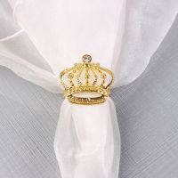 4pcs Golden Fashion Napkin Rings Sparkling Napkin Buckles Crown Napkin Holders Dinning Table Setting Decor for Wedding Party