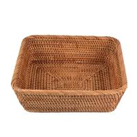 Hand-Woven Rattan Wicker Basket Fruit Tea Snack Bread Basket Cosmetic Storage Box Household Kitchen Supplies