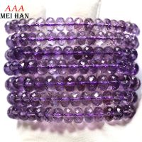 Meihan Wholesale Natural Amethyst Faceted Rondelle Quartz Beads Stone Bracelet For Jewelry Making Design DIY