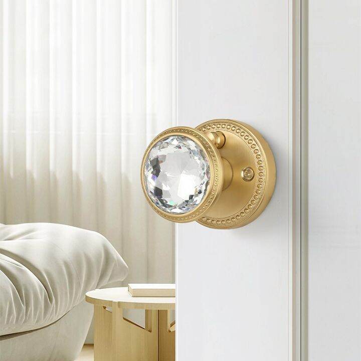 SORWDUERM Privacy Crystal Door Knob Interior Bathroom Bedroom House PVD