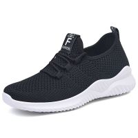 Fall Women Jogging Shoes New Flats Breathable Mesh Adult Vulcanized Shoes Lace Up Comfort Soft Ladies Casual Sneakers