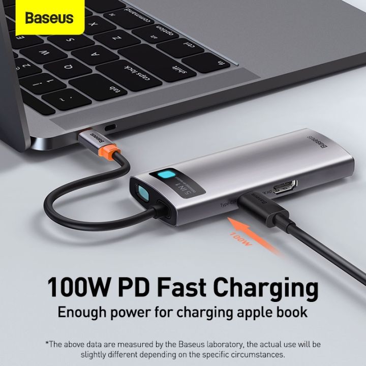 baseus-อุปกรณ์แยกแท่นวางมือถืออีเธอร์เน็ตสำหรับศูนย์กลางสำหรับ-macbook-โปรแอร์เมอร์-usb-ซี-usb-ฮับ-usb-3-0-3-0-type-c-ฮับเครือข่ายโปรแอร์เฟสส์-pro-7-usb-อีเธอร์เน็ต