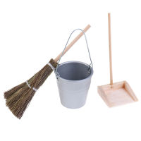1:12 DollHouse Miniature Broom Dustpan Mop Bucket Set Cleaning Tool Pretend Play Furniture Toys