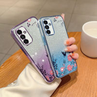 เคสสำหรับ Samsung Galaxy A14 A24 4G A34 A54 5G เคสประดับเพชรแวววาวลายดอกไม้ดีไซน์ลายดอกไม้แวววาวแผ่นซิลิโคนกันกระแทกเคสป้องกันด้านหลังผู้หญิง