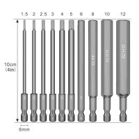 10ชิ้นบิตไขควงหกแฉกแม่เหล็ก100มม1/4Quot; Hex Shank Allen ประแจชุดดอกสว่าน M1.5-M12