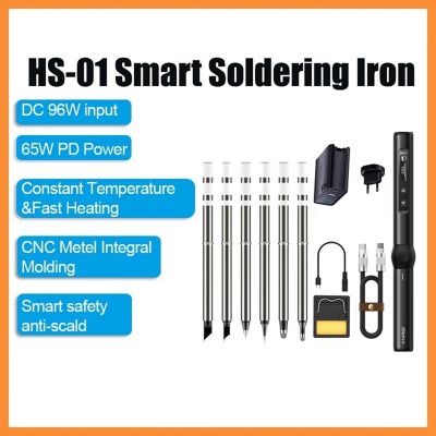 FNIRSI HS-01 Smart Electric Soldering Iron PD 65W Adjustable Fast Heat Soldering Iron+6XSoldering Heads (High Configuration)