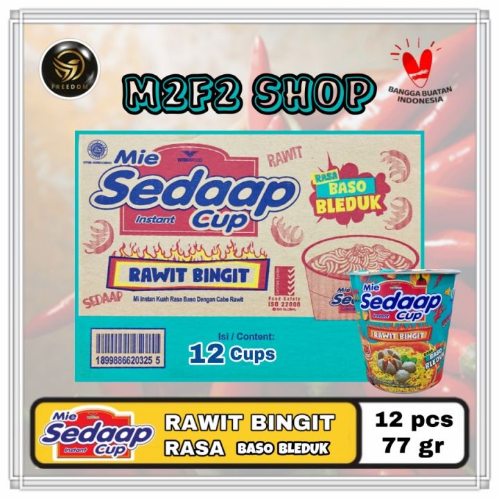 Mie Sedaap Cup Instant Kuah Rawit Bingit Rasa Baso Bleduk 77 Gr