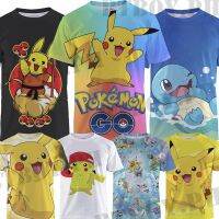 3-14 Years Old Pokémon T-shirt Short-sleeved Pikachu Fire Breathing Dragon Boy Girl Top Shirt