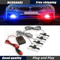 4*3 LED Police Lights For Car Cigaretteer Grill Warning Lamp 12V Motorcycles Strobe Lights Flasher Fso Flashlight Accessories Safety Cones Tape