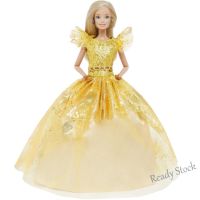 【Ready Stock】 ✈ C30 BJDBUS Fashion Princess Doll Dress for Barbie Doll Shiny Golden Lace Party Wear Gown 12 inch Clothes Kids Toy Accessories