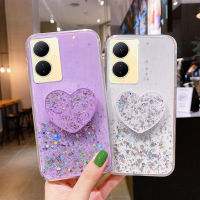 KOSLAM เคสสำหรับ VIVO โทรศัพท์พับเป็นขาตั้งได้รูปหัวใจ Y78 5G Y27 4G 5G Y36 4G 5G Y35 Y02S Y16 Y22 Y22S Y56 5G Y100 Y77 5G นุ่มสไตล์ใหม่ TPU ปลอกโทรศัพท์มือถือคลังสินค้าพร้อม