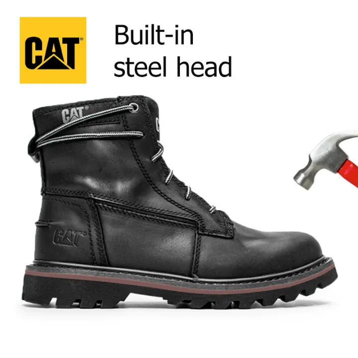 Caterpillar authentic first layer leather shoes CAT high-top Martin boots retro boots steel finger anti-smashing safety boots