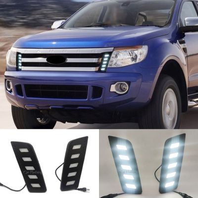 ™✤۩ 1 Pair For Ford Ranger 2012 2013 2014 LED Daytime Running Light DRL Day Light Front Grill Lamp Car Accessories Fog lamp