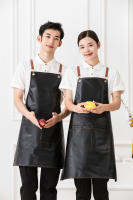 ผ้ากันเปื้อนหนังกันน้ำสำหรับเล็บ Bartender Apron Salon Hairstylist Multi-Use ปรับได้พร้อมกระเป๋า Halter Neck Apron