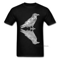 Mirror Dual Raven Print Men Black Grey T-shirt Cotton Top T Shirt Custom For Fathers Day High Quality Gift Tee Personalized