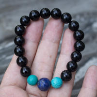 สร้อยข้อมือนำโชค พลอยเทอร์ควอยซ์(Turquoise)  พลอยลาพิส ลาซูลี (Lapis lazuli) และนิล (Onyx)  อัญมณีแห่งดูดทรัพย์ ขจัดสิ่งชั่วร้าย