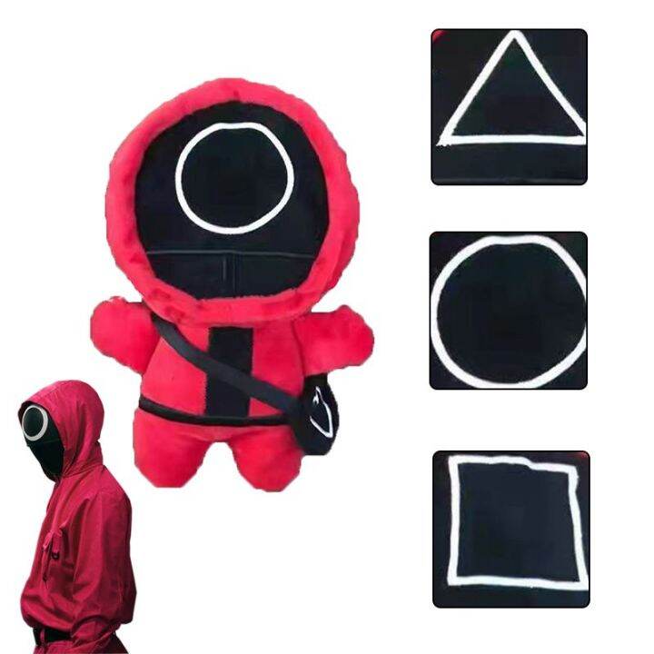 game-six-squid-round-red-guard-plush-toys-staff-worker-circle-watcher-triangle