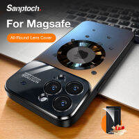 Sanptoch เคสโทรศัพท์เคลือบสำหรับ Magsafe,สำหรับ iPhone 15 14 13 12 Pro Max ปลอกอุปกรณ์ป้องกันเลนส์กล้องถ่ายรูปทรงกลมทั้งเครื่องสำหรับ iPhone 15 Plusเคสแข็งป้อ