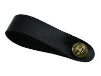 KAISH Black Real Leather Strap Hook with Button for Accoustic Classical Electric Guitars