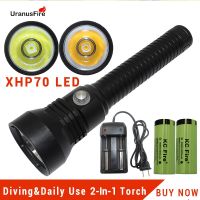 Powerful XHP70.2 LED Diving Flashlight Torch Scuba Camping 2in1 Portable Dive torch Waterproof XHP70 Underwater 100M Flashlights Diving Flashlights