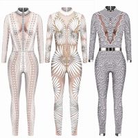 Zentai Women Sexy Slim Jumpsuit Cosplay Costume Halloween Party 3D Printing Catsuit Bodysuit Fancy Clothing