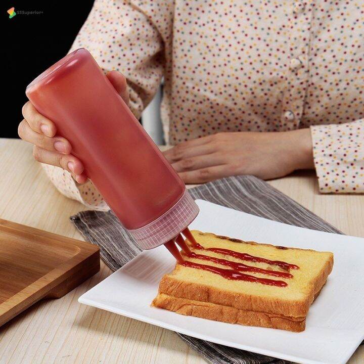 Ketchup Squeeze Bottle 3 Hole Plastic Sauce Vinegar Oil Gravy Cruet