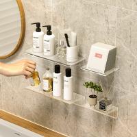 Bathroom Rack Shelf Wall-Mounted Strong Acrylic Toilet Adhesive Washroom Non-Perforated Cosmetic Table Transparent Storage