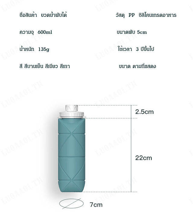 luoaa01-ขวดน้ำกีฬาพกพา-พับเก็บได้-ทนทาน