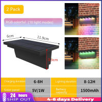 2ชิ้น Lampu Tenaga Surya 3000K/6000K มุมกว้าง120องศาโคมไฟผนังขั้นบันไดในสวนกลางแจ้ง