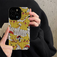 การ์ตูน Pikachu เคสโทรศัพท์เป็นคู่สำหรับ iPhone 14/13/12/11 Pro Max 12 13 Mini 6 6S 7 8 Plus X XR XS Max เคสโทรศัพท์แบบนิ่มกันกระแทกฝาหลังเคสโทรศัพท์ลายหนังสุดสร้างสรรค์พร้อมเลนส์คลุมทั้งหมดกล้องฝาครอบป้องกัน