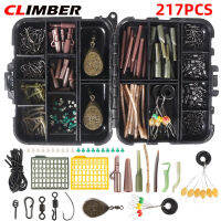 CLIMBER 217/252ชิ้นกล่องใส่อุปกรณ์ตกปลาคาร์พสายรัดแขนป้องกันการเอียงสกรูปรับตำแหน่งเหยื่อได้ตะขอปลาคาร์พตะกั่ว Sinker