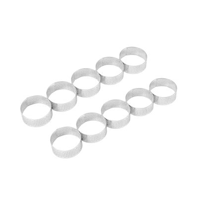 60 Pack 5cm Stainless Steel Tart Ring, Heat-Resistant Perforated Cake Mousse Ring, Round Ring Baking Doughnut Tools