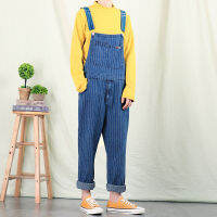 ผู้ชาย Denim Overalls ญี่ปุ่น Retro ยีนส์เอี๊ยมผู้ชายตรงหลวม Overalls Suspenders ฉบับภาษาเกาหลีของ Overalls