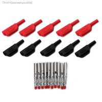 ✣∈ 10 Sets 4mm Male Retractable Sheath Stackable Banana Plug Wire Solder Connector Black Red