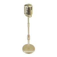 Vintage Desktop Microphone Prop Model with Adjustable Height, Classic Retro Style Microphone Stand Fake Mic Prop