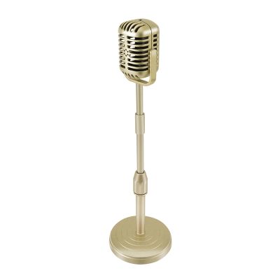 Vintage Desktop Microphone Prop Model with Adjustable Height, Classic Retro Style Microphone Stand Fake Mic Prop