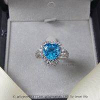 แหวนพลอยธรรมชาติบลูโทพาส (BlueTopaz) แหวนติดนิ้ว แหวนเงินแท้925