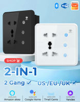 Smartrul WIFI Bluetooth Socket + 2-Gang Switch Tuya APP 110 ~ 240V 10A แยกปลั๊กควบคุมสวิตช์ไฟพร้อมการควบคุมด้วยเสียงสำหรับ Amazon Echo, Google Home, Tmall Genie