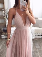 Mesh backless pink lace women blue party long dress summer Elegant v-neck even maxi dresses Sexy split long vestido