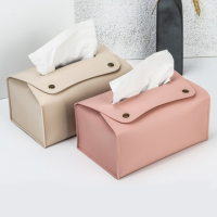 Tissue Box Organizer Sundries Storage PU Leather Napkin Holder Home Office Storage Foldable Tissue Box