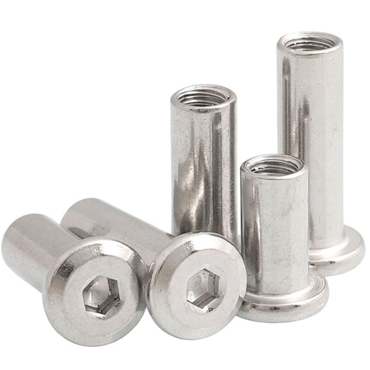 20pcs-steel-barrel-cross-nut-m6-m8-flat-head-rivet-hex-socket-screw-post-female-thread-t-nut-fasteners-furniture-connecter