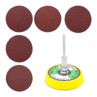 50 Pcs 2 Inch Sanding Disc 60-180 Grit Hook and Loop for Sander Machine with 1 Pc 2 Inch Drill Shank Backing Pad