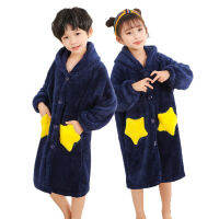 New Winter Kids Sleepwear For Baby Fashion Pajamas Robes Girls Bathrobe Robe Children Flannel Hooded Boys Homewear Robe