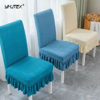 Nordic Solid Color Chair Slipcovers for Dining Room Elastic Jacquard Thicken Polar Fleece Chair Protector Covers Sofa Covers  Slips