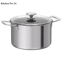 หม้อสแตนเลสพร้อมฝาแก้ว ขนาด 5 ลิตร Pot with lid stainless steelglass, 5 l