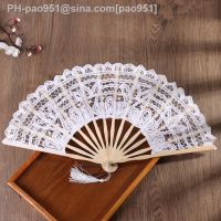 Vintage Bamboo And Wood Lace Folding Fan Perfect Parties Weddings Proms Home Decoration Hand Embroidered Double Layer Fan